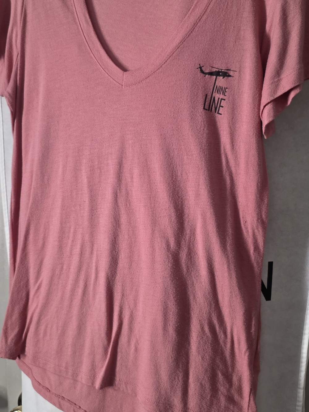 Nine Line Women's Short Sleeve V-Neck Tee in Dusty Rose
